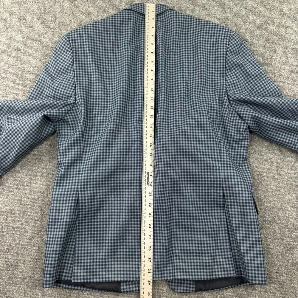 Michael Kors Sport Coat 40S Blue Grey Gingham Plaid Two Button Blazer Mens